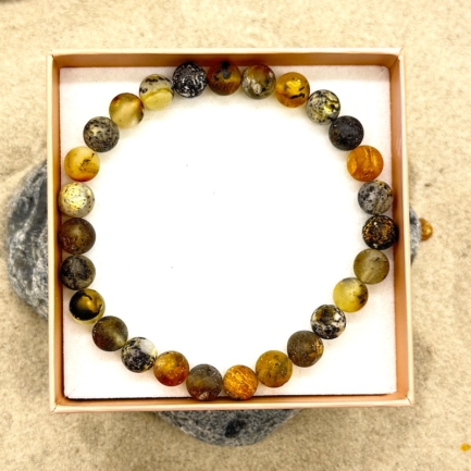 Armband - Moorbernstein / Knochenbernstein  GROSS MATT für Sie und Ihn