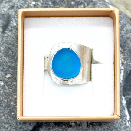 Meerglasring 925er Sterling-Silber - Türkis