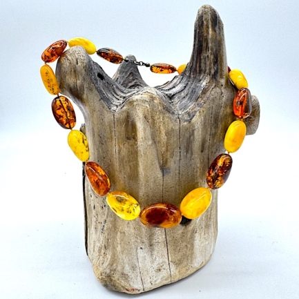 Große bunte Olivenkette mit 925er - Sterlingsilber Verschluss - "Leuchten"