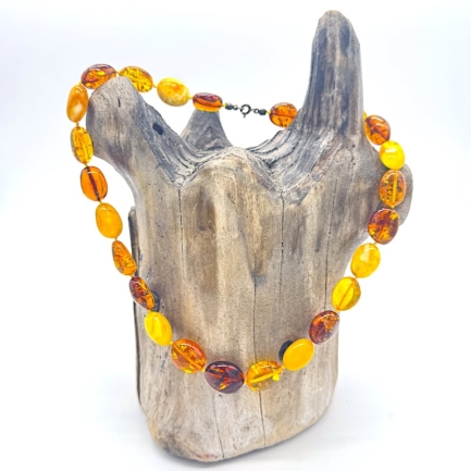 Große bunte Olivenkette mit 925er - Sterlingsilber Verschluss - "Leuchten"