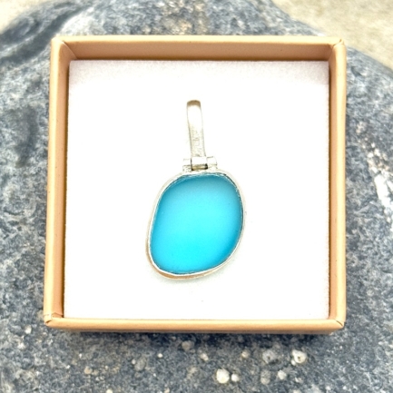 Meerglas-Anhänger 925er Sterling-Silber - türkis