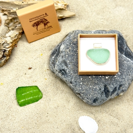 Meerglas-Anhänger – Frozen 925er Sterling-Silber – Eisblau