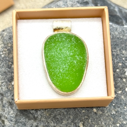 Meerglas-Anhänger – Frozen 925er Sterling-Silber – grün