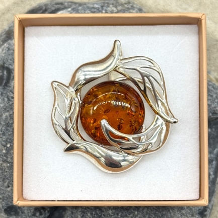Großer Bernsteinanhänger - Verwunschene Blume