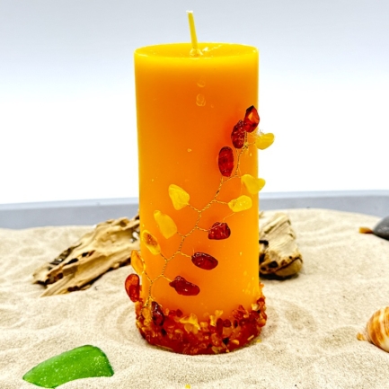 Bernsteinkerze – Zylinder groß – orange