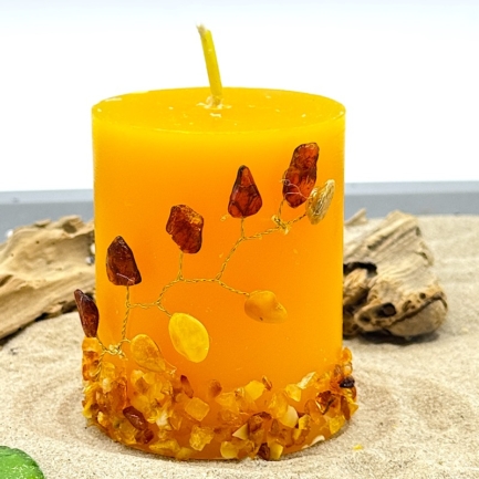 Bernsteinkerze – Zylinder klein – orange