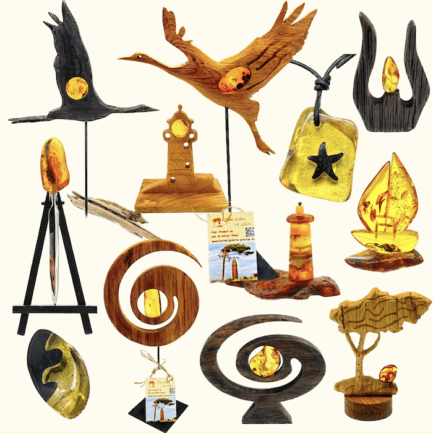 Naturobjekte/Ambiente/Geschenke mit Bernstein